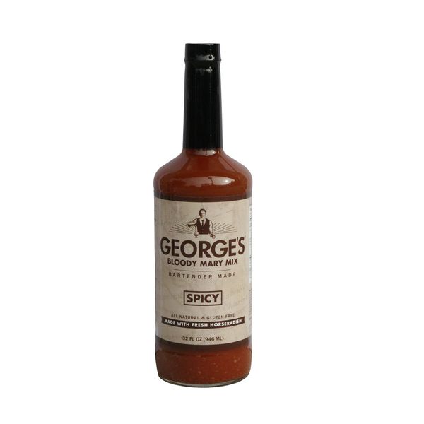 Route One Apparel | GEORGE'S Spicy Bloody Mary Cocktail Mix, Handcrafted, All-Natural, Gluten-Free, Made with Fresh Horseradish & Tomato, 32 oz