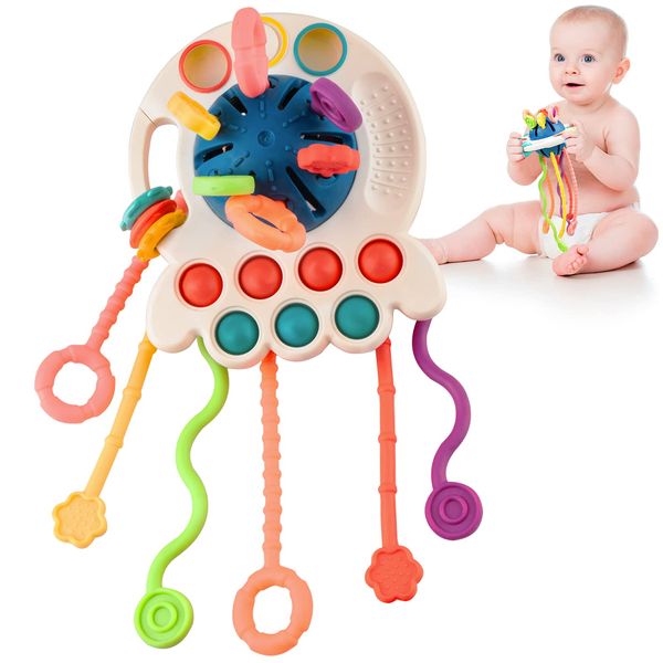 Xouduxpl Baby Toys, Montessori Toy for 6-12 12-18 Months Toddler Babies, Sensory Toy, Motor Skills & Pull String Activity for 1 2 3 4 5 6 Years Old Infant Boy Girl Easter Gifts