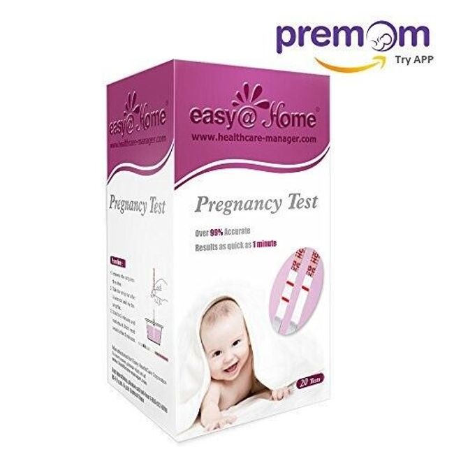 Easy@Home Pregnancy Test Strips Kit, Powered by Premom, 20 HCG Tests