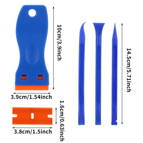 Multipurpose Plastic Scraper Non-Scratch Scraper Tool Kits Window Glass Paint Scraper Car Sticker Remover with 10 Plastic Razor Blade