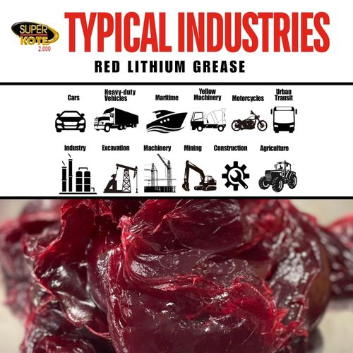 Lithium Grease Superkote 2000 / Cartridge/NLGI 2 / Multipurpose/Lubricant/EP/High Temp/Industry/Construction/Automotive/Red Grease / 1 Pack / 397gr -14oz
