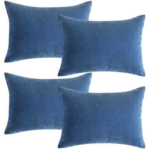 Ripeng 4 Pcs Tiny Pillows Down Alternative 14"x10" Microfiber Mini Pillows Soft Machine Washable Breathable Small Cushion for Travel Sofa Chair Sleeping Pets Neck Wrist Lumbar Knee Support (Blue)