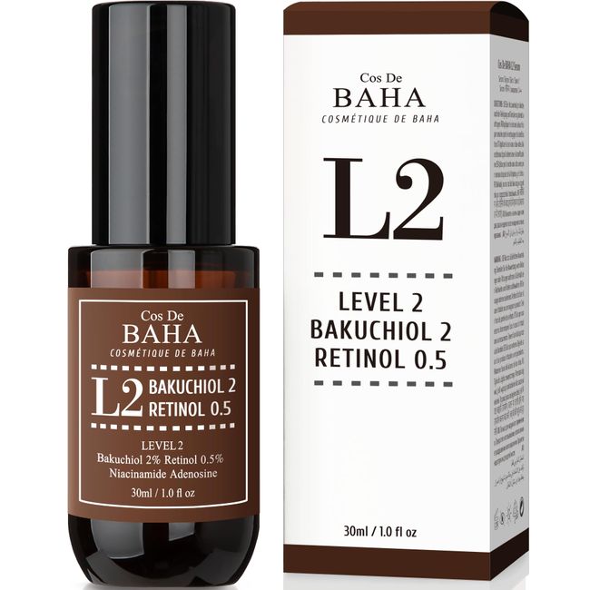 Retinol 0.5%, Bakuchiol 2% Serum with Retinol for Face, Anti-Aging, Hyperpigmentation and Acne Flare-Ups, 1 Fl Oz (30ml)