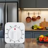 White Square Timer Clock,60-Minute Mechanical Timer,Wind up Visual Cooking with Loud Alarm No Batteries Required Ideal for Cooking Baking and Kitchen Management,Visual,Kitchen
