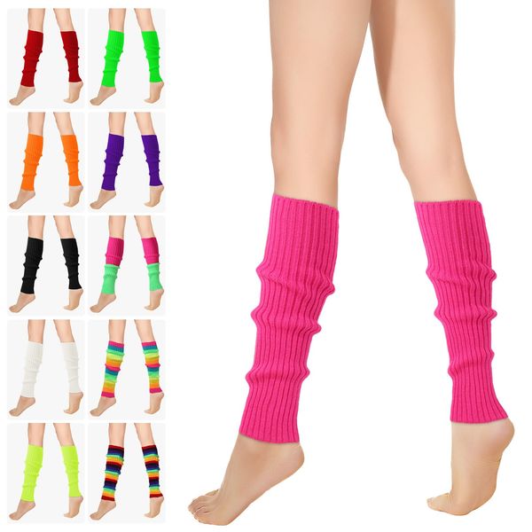 Buauty 80s 90s Leg Warmers for Women, Neon Ribbed Leg Socks, Stylish Accessories for Inspired Outfits for Yoga,Running,Hiking40