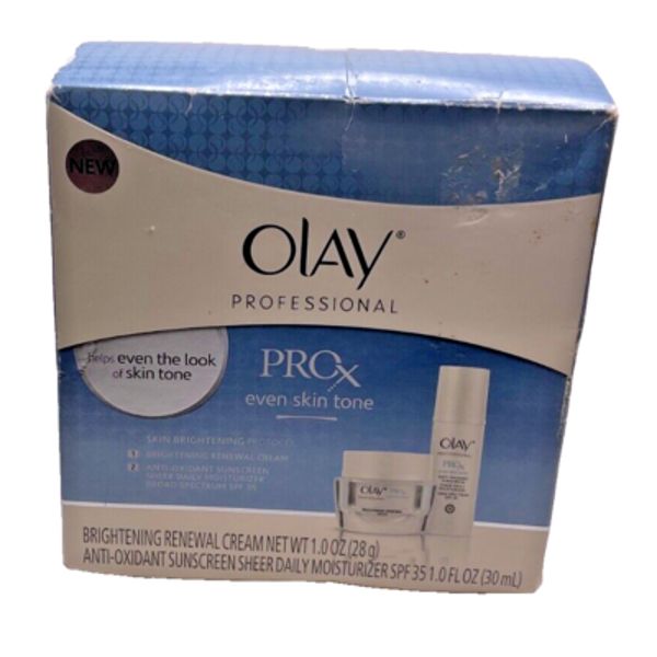Olay Pro X Even Skin Tone Set-Brightening Renewal cream 1oz Sunscreen 1oz