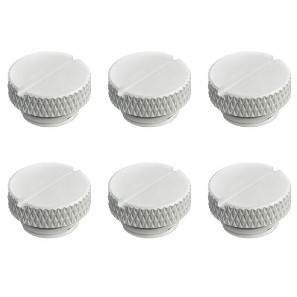Dracaena G1/4" Thread Thin Water Stop Plug Fitting with Coin Slot for Computer Water Cooling System, 6 Pack, White