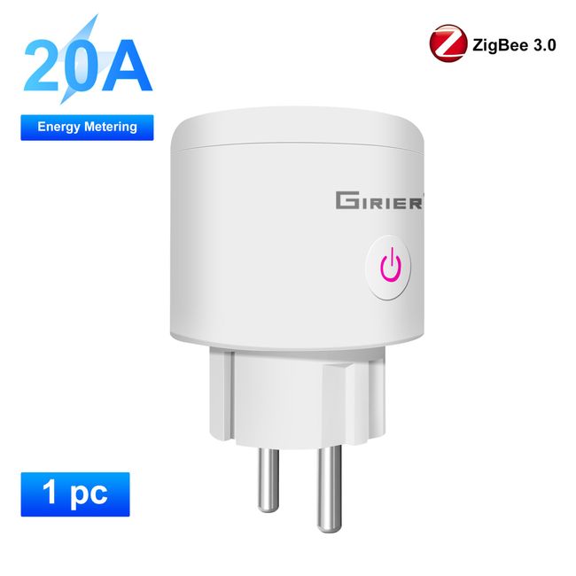 GIRIER Tuya ZigBee Smart Plug 20A Smart Home Outlet Socket EU 4200W with  Power Monitor Function Supports Alexa Alice Hey Google
