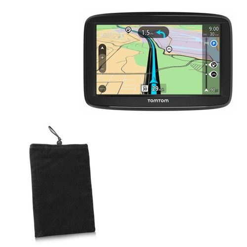 BoxWave Case Compatible with Tomtom VIA 1625TM - Velvet Pouch, Soft Velour Fabric Bag Sleeve with Drawstring - Jet Black