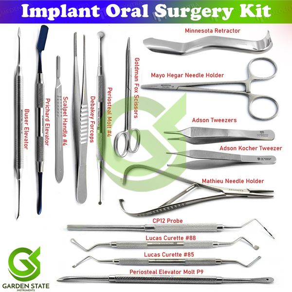 Dental Implant Surgery Kit Lucas Curette Elevators Microsurgery Forceps