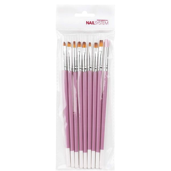 Professional nail art set with 9 brushes.