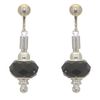 ECLECTICA silver plated jet black crystal clip on earrings