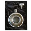 Personalised Engraved 5oz Round Hip Flask with Clear Front in Presentation Box
