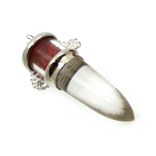 Carnelian and Quartz Gemstone Vial Capsule Pendulum