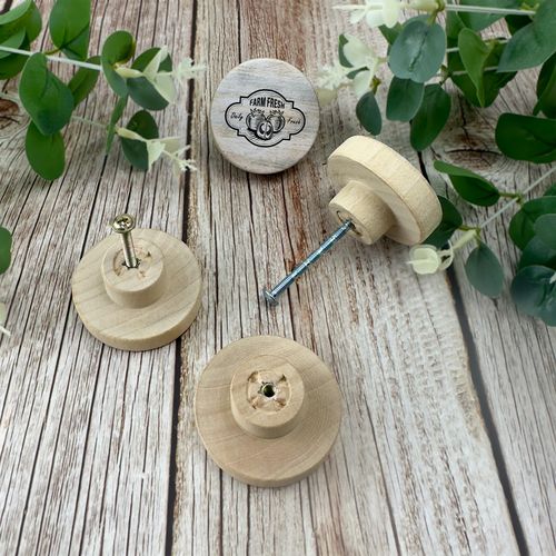JamJam Set of 8 1.8" Wooden Round Animals Chicken Pig Rustic Cupboard Farmhouse Cabinet Furniture Drawer Pulls and Knobs