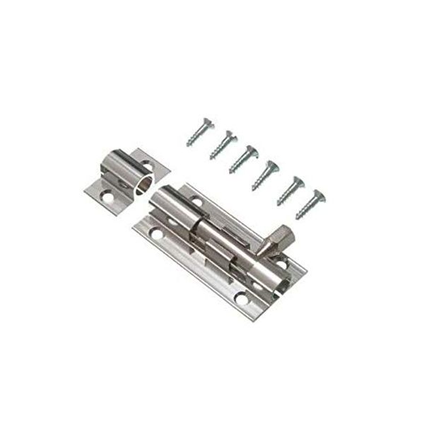 DOOR BOLT BARREL SLIDE LOCK 50MM 2 INCH CHROME WITH SCREWS