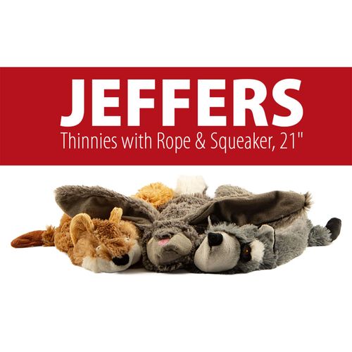 Jeffers Thinnies Unstuffed Dog Chew Toy | 21 Inches | Without Squeakers | Rabbit