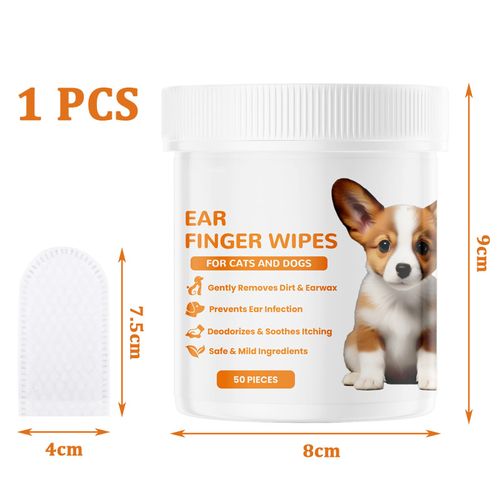KMANGMAN Pack of 50 Ear Care Finger Pads for Dogs, Ear Care Finger Pads, Dog Ear Cleaner, Dog Ear Cleaner, Ear Pads for Dogs, Ear Cleaner Finger Cots, for Ear Care Dog Cat