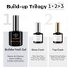 Modelones Builder Gel with Top Coat and Base Coat Set, 3Pcs No Wipe Base and Top Coat Gel Nail Polish with Gel Builder for Nails, Hard Gel Nail Strengthener Extension Builder Gel in a Bottle
