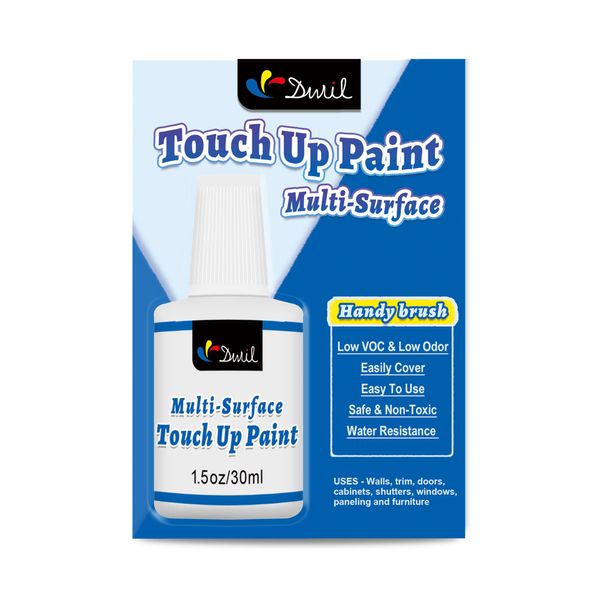 DWIL Multi Surface Touch Up Paint - White Touch Up Paint Pen, Interior and Exterior House Paint, for Wall, Door, Kitchen Cabinets, Wood, Furniture, 1.5 Fl Oz (Semi-Gloss, Perfect White)