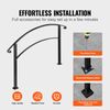4FT Wrought Iron Handrail Adjustable Fits 3 or 4 Steps Stair Railing Black