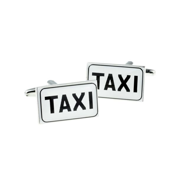 White Taxi Sign Style Cufflinks X2BOCR165
