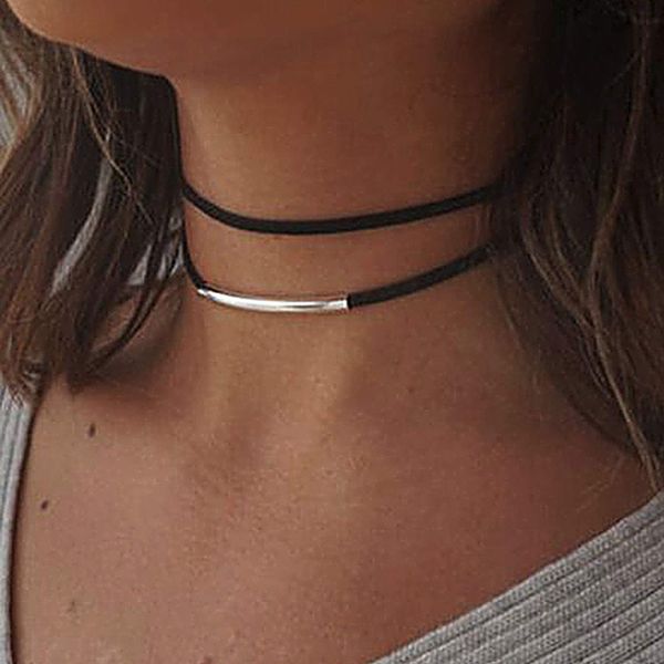 JAKAWIN Choker Necklace Adjustable Black Collar Necklaces for Women and Girls NK134 (Black)