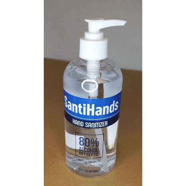 SantiHands- -Hand Sanitizer- -80% Alcohol Antiseptic- -16oz- -Hand Pump-