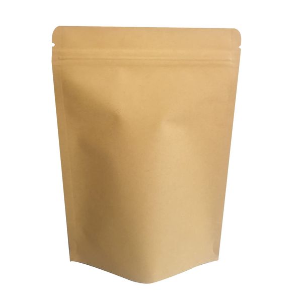 50 Pcs Coffee Bean Storage Bags, Kraft Paper, Inner Surface, Aluminum Foil, Zip Bag, Brown, Resealable, Small Portion Bag, Freestanding Bag, Square Bottom Bag, Sealed Pouch, Moisture-proof,