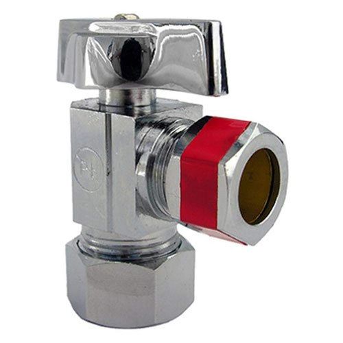 LASCO 06-9213 Angle Stop Quarter Turn Ball Valves, 5/8-Inch Compression Inlet X 1/2-Inch Compression Outlet, Chrome