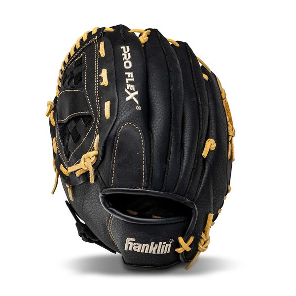 Franklin Sports unisex adult 12.5-Inch Softball Baseball Glove ProFlex Fastpitch Soft, Black/Camel, (12 1 2-Inch US)