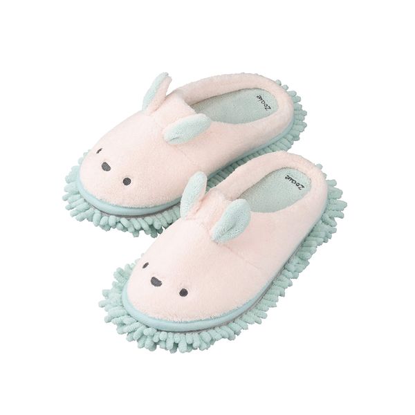 Carari Cleaning Slippers, 9.1 - 9.8 inches (23 - 25 cm), Rabbit, Just Put On, Floor Cleaning, Removable and Washable, Marshmallow Texture, Fluffy, Springy, CB Japan, Karari Zooey