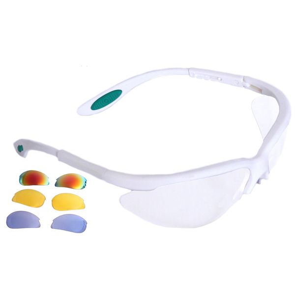 Python RG Multi Lense Racquetball (Squash) Eye Protection w/free case (Eyewear, Goggle, Eyeguard) - WHITE