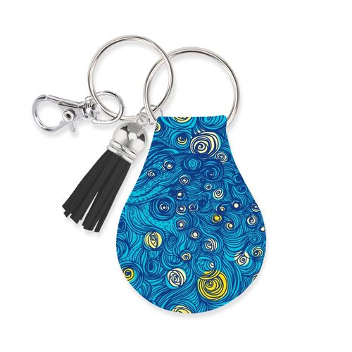 Jolitee Neoprene AirTag Compatible Case Keychain – Durable & Stylish Holder with Secure Ring and Clip, Compatible with Apple AirTag (Van Gogh)