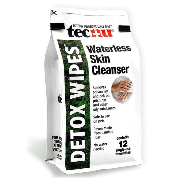 Tecnu Detox Wipes, Poison Ivy Wipes, Large Individual Wipes Remove Rash Causing Oil from Skin, Waterless, Also for Poison Oak and Poison Sumac, 12 Count