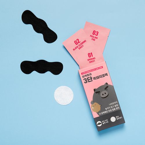 [Mifactory] Blackhead removal, pore care, 3-step black pig nose pack, 3 sheets