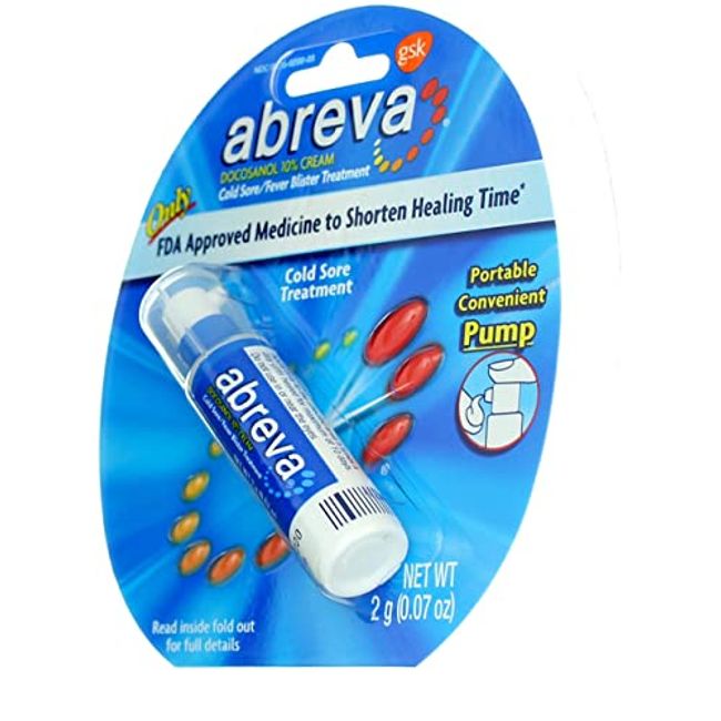 Abreva Docosanol 10% Cream Pump, FDA Approved Treatment for Cold