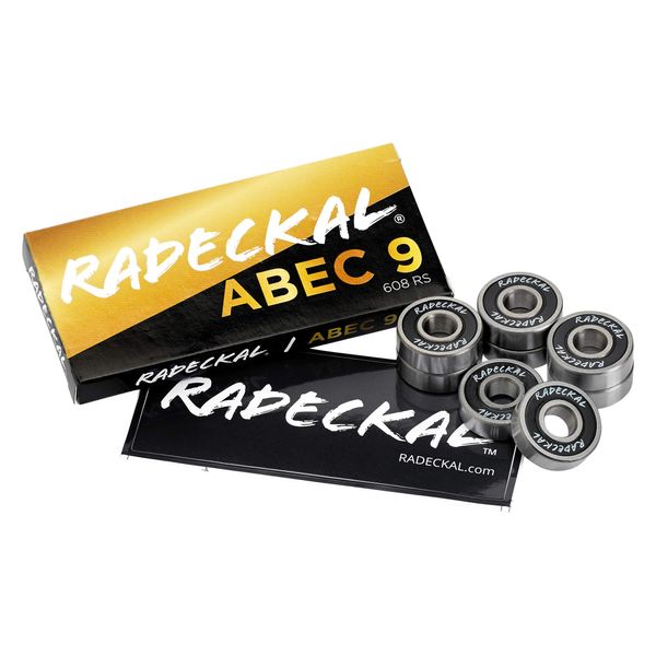 RADECKAL Black ABEC 9 Skateboard Bearings, Skateboards, Longboards, Cruisers, Inline Skates, Roller Skates, Pre-Lubricated, High Precision Rating, Long Lasting (1 Set of 8)…