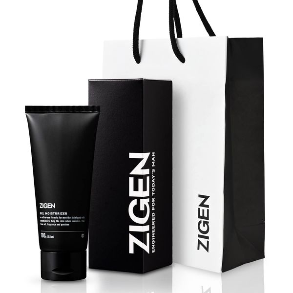 ZIGEN Men's All-in-One Gel, Aging Care, Lotion, Serum, Milky Lotion, Cream, 4-in-1, Moisturizing, Skin Care, Gift, Box and Paper Bag Included