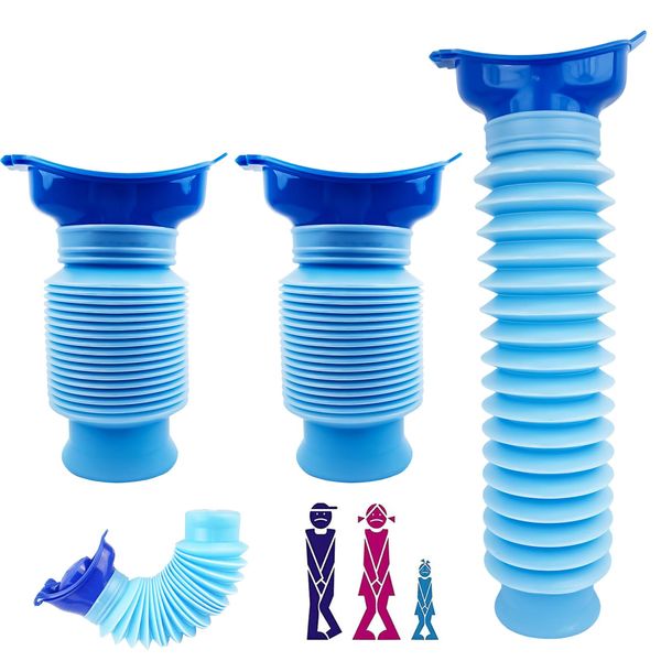 MOSTFUN 2 Pcs Shrinkable Urinal, 750ml Male Female Portable Mobile Toilet Potty Pee Urine Bottle, Reusable Male Woman Emergency Urinal Camping Car Travel Traffic Jam and Queuing (Blue)