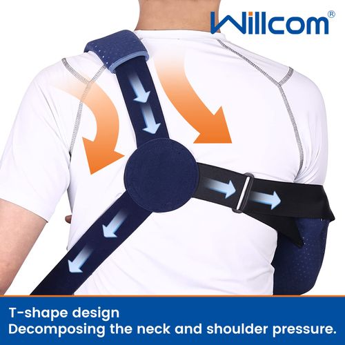 Willcom Arm Sling Shoulder, Shoulder Support with Waist Belt for Men and Women, Arm Sling for Rotator Cuff Tear, Hand, Wrist, Elbow After Surgery (Right, M, 73-104 cm)