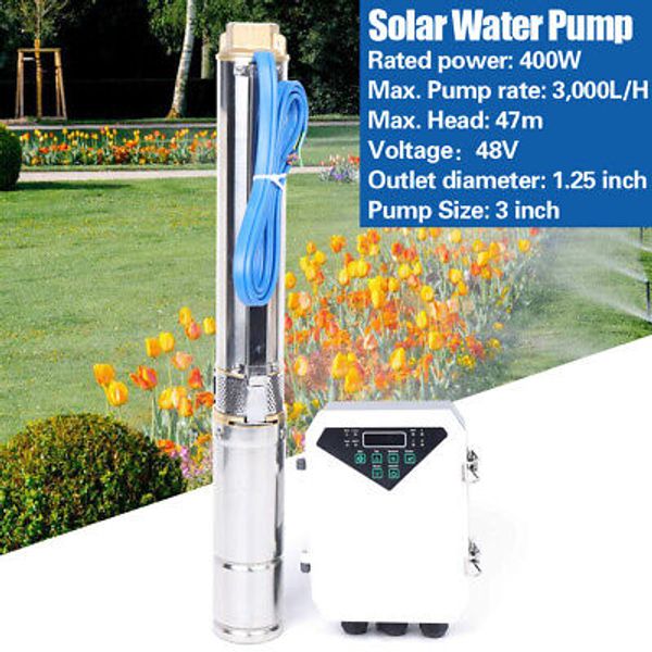 400W 3" DC 48v Solar Water Pump Submersible Deep Bore Well Pump MPPT Controller