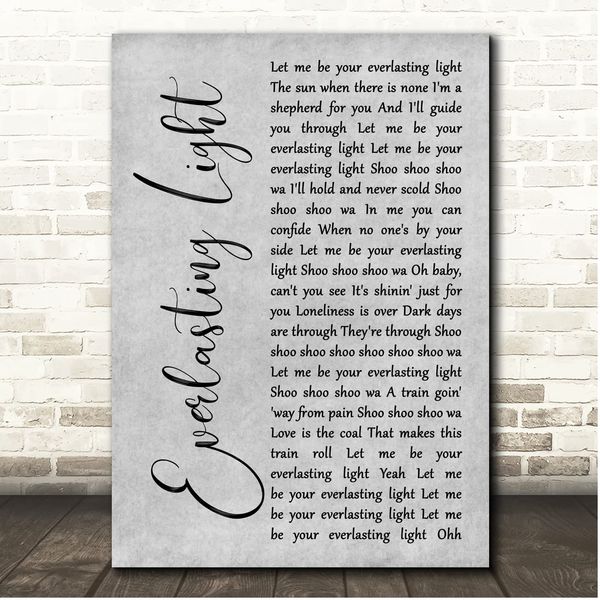 Fingerprint Designs Everlasting Light Grey Rustic Script Song Lyric Print