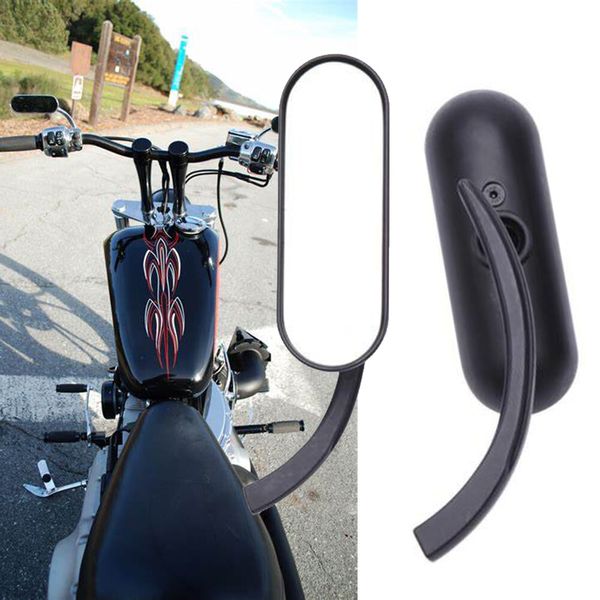 Pair Black Mini Oval Mirrors Set For Harley Davidson Dyna Softail Touring XL