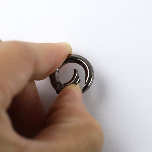 4pcs Round Zinc Alloy Locking Carabiner 10mm O-Ring Spring Buckle Round Snap Key Ring Clip for Bag Purse (black, 4)