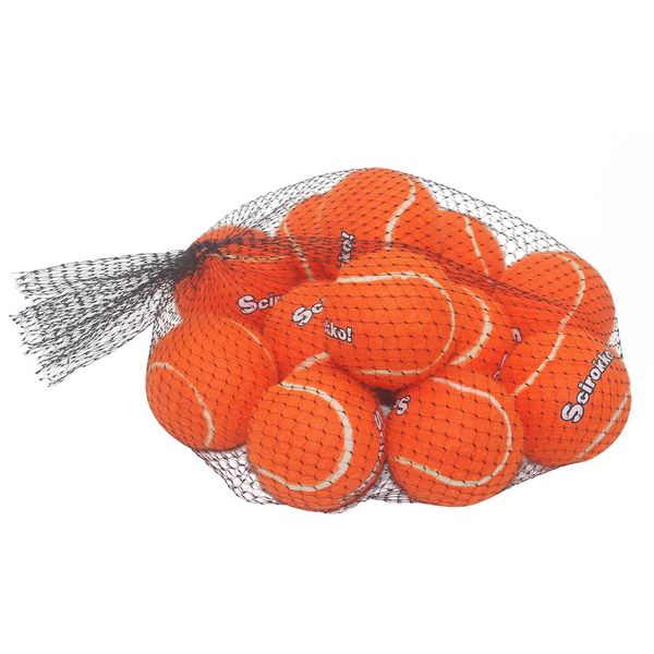 SCIROKKO Tennis Balls for Dogs - Squeaky Bouncy Ball Toys 2.5 inches 12 Pack for Indoor Playing and Outdoor Interactive Fetch Training