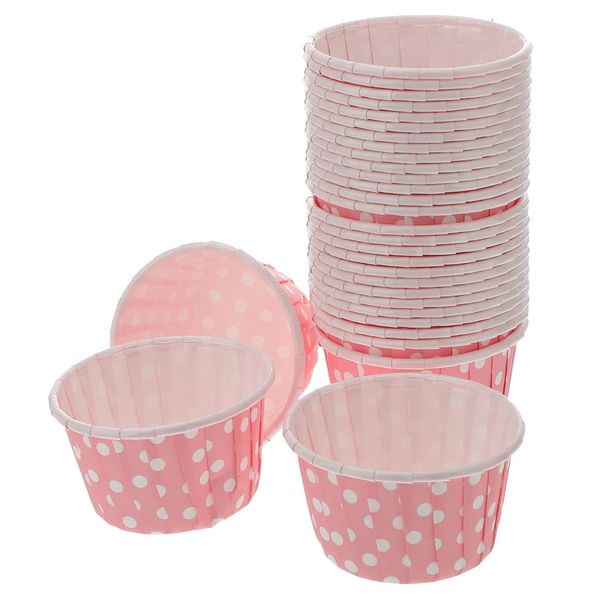 Cabilock 50pcs Paper Ice Cream Cups Disposable Cake Cup Dessert Bowls Treat Cups Party Supplies for Sundae Frozen Yogurt Soup (Pink)