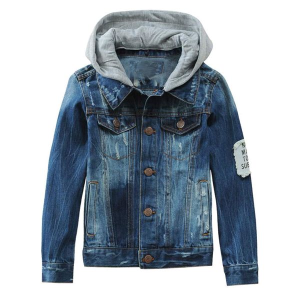 Mallimoda Kids Boys Girls Hooded Denim Jacket Zipper Coat Outerwear Style 4 Denim 7-8 Years