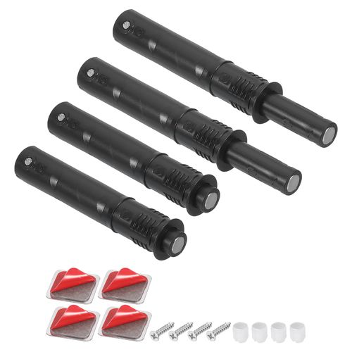 uxcell 4 Pcs Magnetic Push Latches for Cabinet Door, 2.87x0.4 Inch Push to Open Door Latch Cabinet Hardware, Hidden Door Release Drawer Pull on Closet Touch, Plastic Black 73x10mm