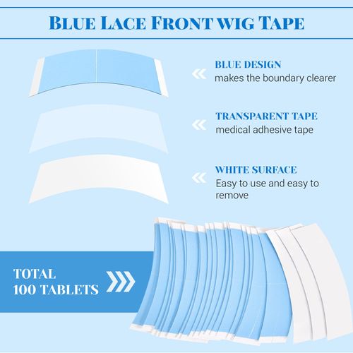 100pcs Double Sided Waterproof Lace Wigs, Wig Tape Double Sided Ultra Hold, C-Shaped Lace Front Tape, Hair Tape for Extensions and Wigs (100)